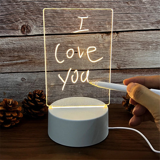 Illuminate Your Space with the ILLUMINOTE™ LED Night Light Message Board – Write, Glow, and Share Your Thoughts!